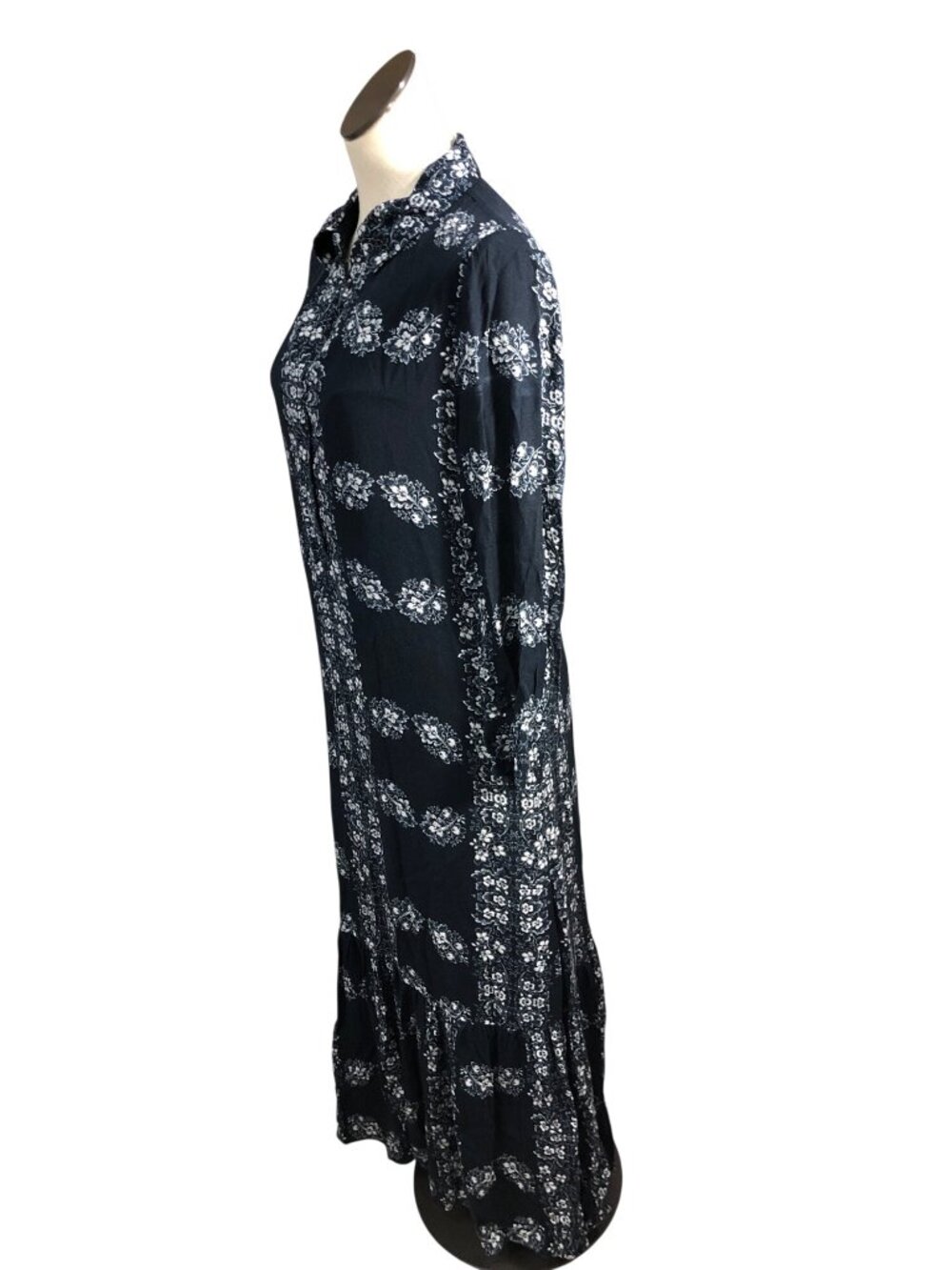 Hyacinth House Tuckernuck Floral Miller Dress Womens XS Navy Long Sleeve Maxi - Picture 10 of 16